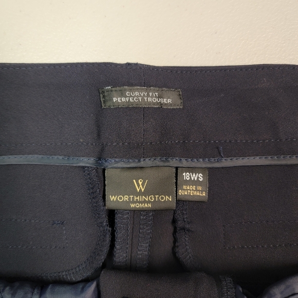 Worthington Women's Pants Curvy Fit Perfect Trouser Navy Blue Size 18W Short - Picture 3 of 6